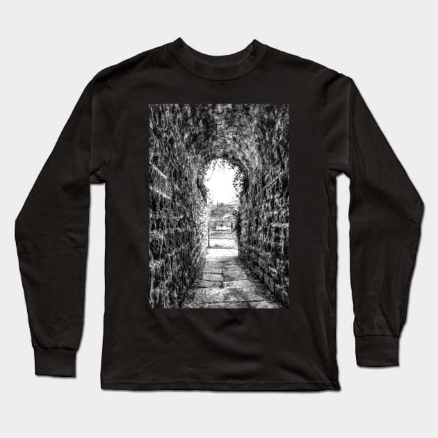 Whitby Abbey Through The Keyhole Tunnel Long Sleeve T-Shirt by tommysphotos